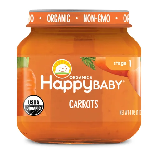 Happy Baby Alimento orgánico para bebés de zanahorias etapa 1, 4 onzas