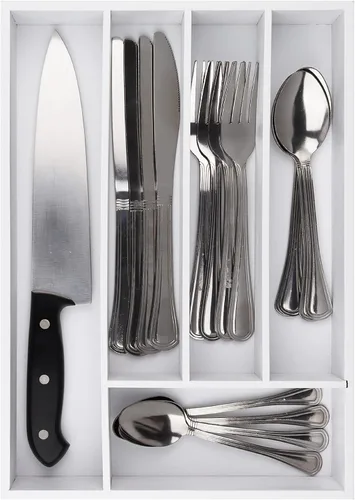 Miniatura 16 de Pristine Bamboo bandeja organizadora de cubiertos – Utensilios de mesa, cubiertos, soporte de cubiertos para cajón – Organizador de cajón de madera