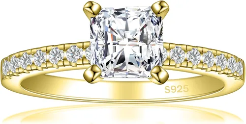 JALOKIVI 1.4CT 925 Sterling Silver Engagement Rings for Women Princess Cut Halo Cubic Zirconia Promise Rings for Her Size 4-12