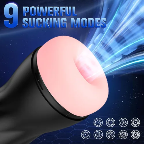 Miniatura 2 de Masturbador masculino automático, bomba de pene con 9 succiones y 10 vibraciones y calentamiento, juguetes sexuales masculinos, masturbador de Negro