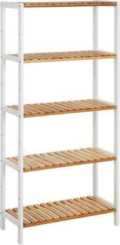 SONGMICS Estantería de almacenamiento de bambú, estantería de 5 niveles, multifuncional, en la entrada, baño, sala de estar, balcón, cocina, 10.2 x