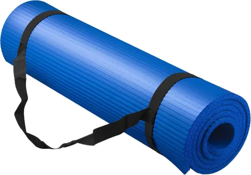 Esterilla de yoga, gruesa NBR, multiusos, multicolor opcional, con bolsa de transporte y correa, azul