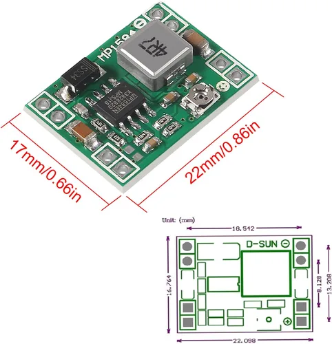 Miniatura 3 de 6PCS MP1584 MP1584EN DC-DC 3A Voltaje Ajustable Buck Convertidor Mini Voltaje Fuente de Alimentación Step Down Module 24V a 12V 9V 5V 3V