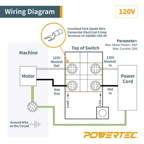 Miniatura 6 de Interruptor de encendido / apagado monofásico POWERTEC 71008 110 / 220V.
