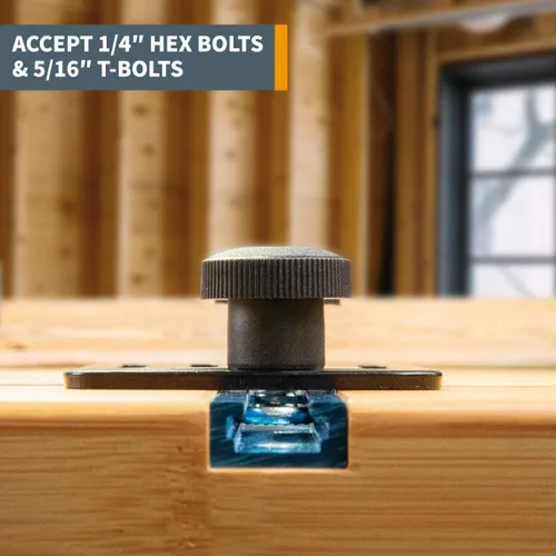 Miniatura 4 de POWERTEC Placa de montaje de abrazadera de palanca con pernos hexagonales, pernos en T para accesorios de pista en T, plantillas y accesorios