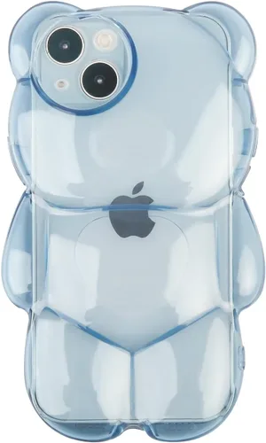 Miniatura 3 de Bear - Funda para teléfono compatible con el teléfono 11, bonita funda holográfica negra 3D con diseño de oso holográfico, a prueba de golpes, Kpop
