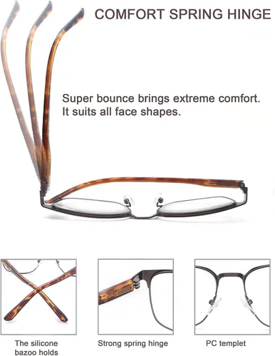 Miniatura 5 de HEEYYOK Paquete de 3 lentes de lectura para hombres y mujeres, con bloqueo de luz azul, lectores de metal, anteojos ligeros, antideslumbramiento