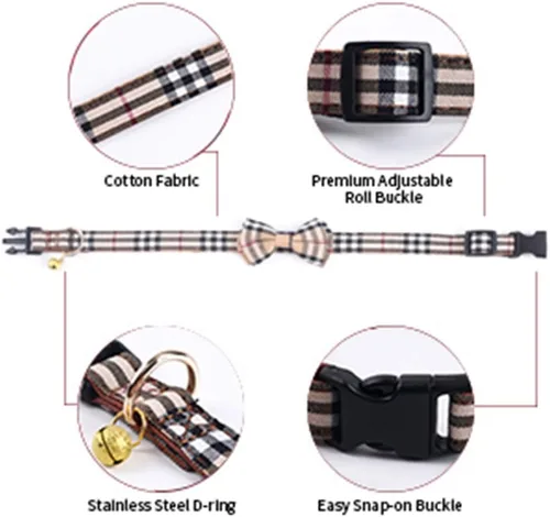 Miniatura 3 de SuperBuddy Collar para perro, collar ajustable con corbatín, collar para mascotas para perro con corbatín suave, collares para perros pequeños