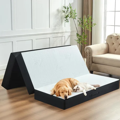 Miniatura 10 de Colchón Tríptico de 4 Pulgadas, Colchón de Espuma Viscoelástica Plegable Tamaño Individual con Cubierta Lavable de Viscosa Derivada de Bambú, Topper