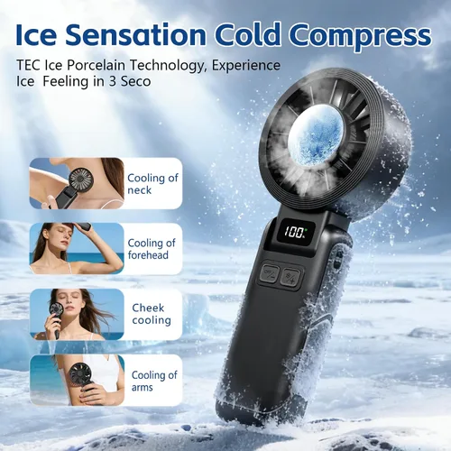 Miniatura 2 de VanSmaGo Ventilador de refrigeración de hielo turbo portátil de mano, velocidad (1-100) ventilador personal recargable [3600 mAH] Mini ventilador