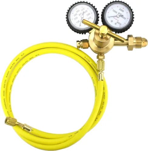 Miniatura 6 de SÜA - Regulador de gas nitrógeno 0-600 PSIG - Purga HVAC - Carga de presión - Conector de llamarada de 1/4" - Con manguera de carga de 60".