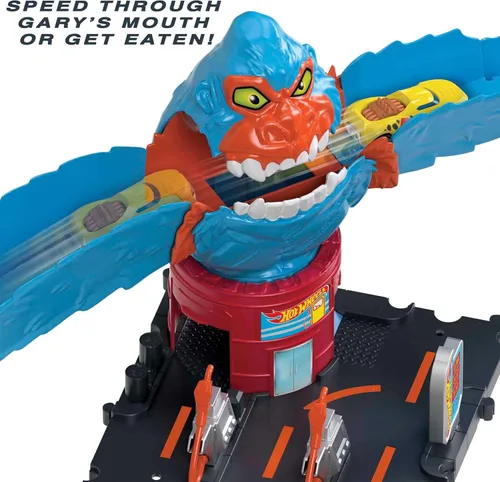 Miniatura 5 de Conjunto de pista de juguete Hot Wheels Gator Loop Attack en Pizza Place con coche a escala 1:64, se conecta a otros conjuntos