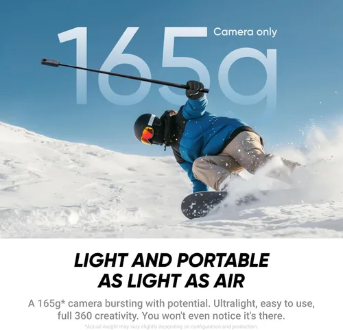 Miniatura 2 de Insta360 X4 Air Kit de esquí - Cámara 360 de 8K impermeable y ligera de 165 g, palo invisible para selfies, lentes reemplazables, dispara primero
