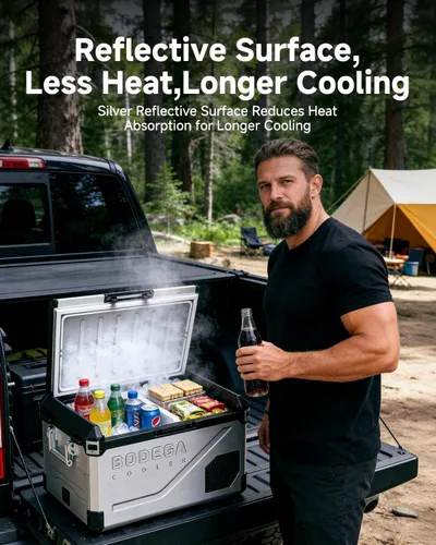 Miniatura 7 de BODEGA Refrigerador portátil de 12 V, refrigerador de acero inoxidable de 47 cuartos de galón con divisor extraíble para modos MAX/ECO de doble zona