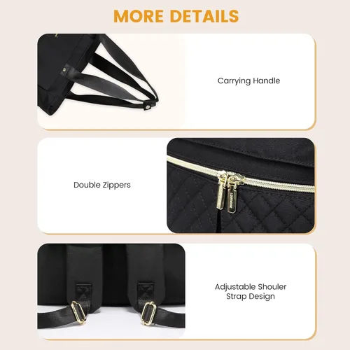 Miniatura 7 de LOVEVOOK Mochila para pañales con bolsillos aislados, bolsa de bebé para niñas y niños con cambiador, bolsa de pañales grande con funda para Negro