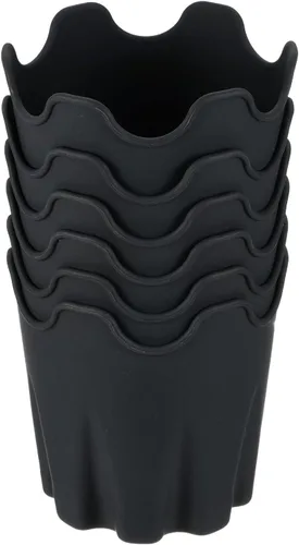 PATIKIL Maceta de silicona de 4 pulgadas, paquete de 6 macetas redondas decorativas para jardinería interior y exterior, color negro