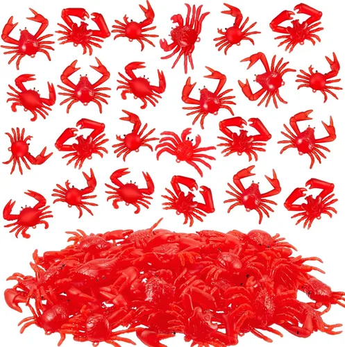 Lewtemi 50 piezas de mini cangrejo rojo/cangrejo de cangrejo rojo de goma TPR suave modelos de cangrejo falsos decoraciones realistas para educación
