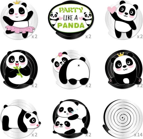 Miniatura 2 de 30 piezas de panda colgante en remolino, decoraciones de remolino colgante para el techo de pandas, decoraciones para niñas y niños, hogar, aula