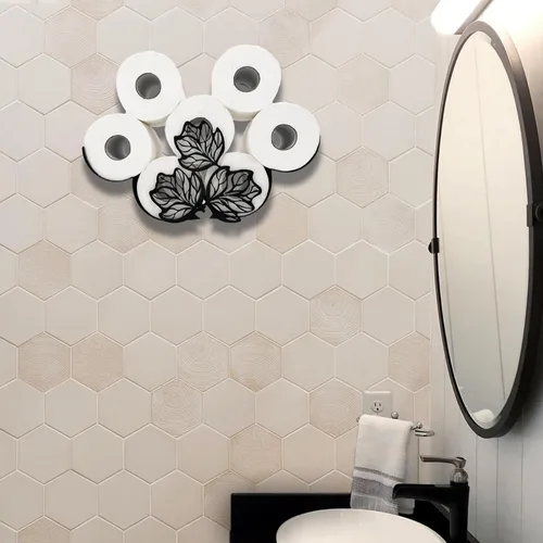 Miniatura 7 de Teaeeno Funny Leaves - Soporte para inodoro montado en la pared, almacenamiento de papel higiénico de animales de metal, organizador impermeable