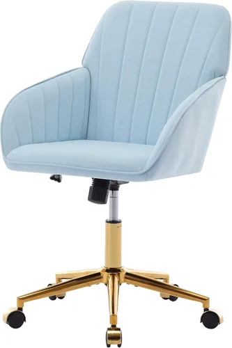 Miniatura 6 de Mid Back Velvet Home Office Task Chair, Modern Comfy Vanity Chair with Wheels, Upholstered Rolling Cute Desk Chair, Makeup Chair for Women Girls
