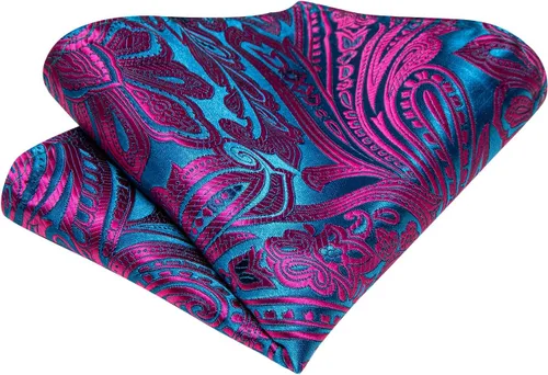 Miniatura 228 de Hi-Tie Corbatas de seda para hombre, diseño de cachemira a rayas, con bolsillo, gemelos cuadrados, conjunto formal de negocios