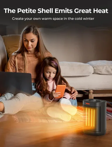 Miniatura 3 de Calentadores de espacio de 1500 W para usos en interiores, calentador eléctrico portátil con termostato, 3 modos, protección múltiple, calentador