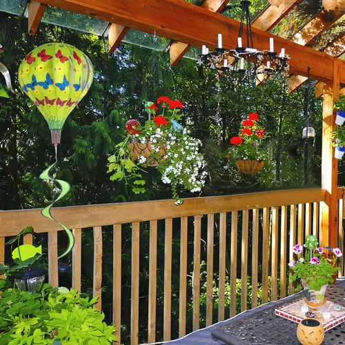 Miniatura 7 de 2Pack Globo de Aire Caliente Giradore de Viento Molinos de Viento y Giradores para Jardín y Césped Decoraciones Grandes para Exterior Colgantes
