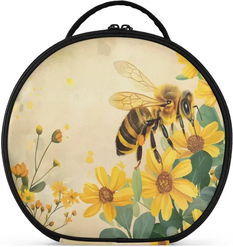 Miniatura 19 de senya Bolsa redonda para cosméticos, estuche de viaje para maquillaje, bolsa organizadora de maquillaje con divisores ajustables, portátil