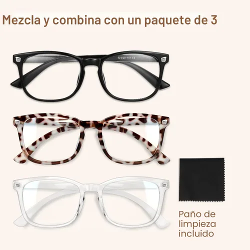Miniatura 7 de Gaoye - Paquete de 3 anteojos de bloqueo de luz azul, falsos, cuadrados, de moda, anti rayos UV, para computadora, juegos, para mujeres/hombres