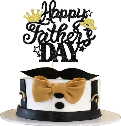 Miniatura 13 de Rsstarxi Paquete de 24 adornos para cupcakes con purpurina negra para el Día del Padre, para el Día del Padre, decoración de tartas, suministros
