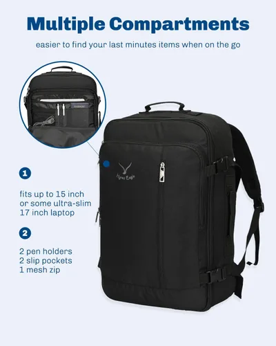 Miniatura 5 de Hynes Eagle Mochila de mano de 38 L, mochila de viaje grande para mujeres, aprobada para vuelos, bolsa de fin de semana, mochila para laptop