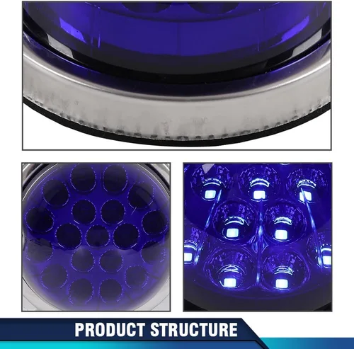 Miniatura 3 de PIT66 Lente transparente Luz LED azul Sandía (19 LED) Marcador de luz intermitente universal