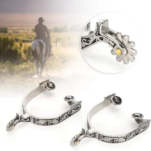 West Cowboy Spurs - Espuelas para botas de vaquero, espuelas de vaquero para hombre, botas de vaquero de acero inoxidable, botas de caballo,