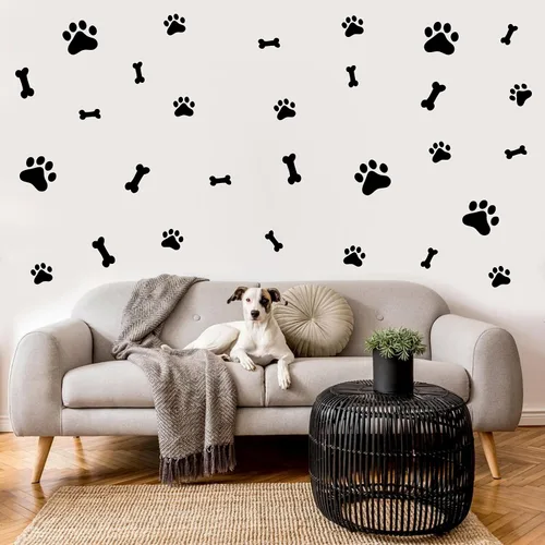 Miniatura 14 de Calcomanías de pared con diseño de pata de perro, juguete de perros, calcomanías de pared de vinilo extraíbles, calcomanías de huellas de perros