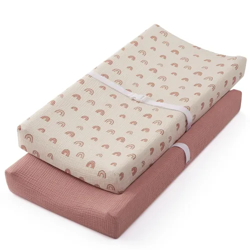 Miniatura 16 de Blissful Diary Funda de muselina para cambiador de pañales para bebés, algodón ultrasuave y transpirable, 2