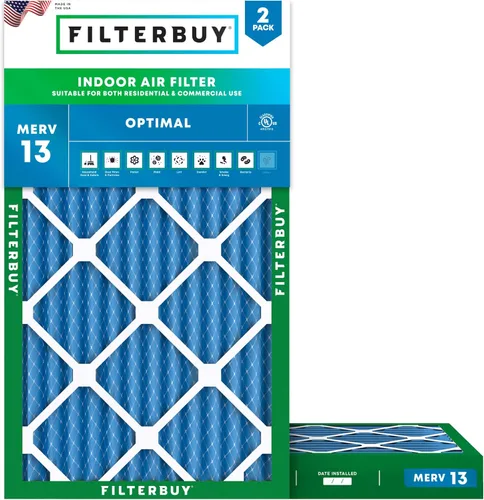 Miniatura 13 de Filterbuy Filtro de aire MERV 13 de 8 x 14 x 1 pulgadas, protección óptima contra el humo y la alergia (paquete de 2), filtros electrostáticos