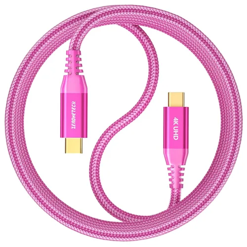 Cable para Monitor USB C ZeroneTeck [0.91 m, Rosa], Transferencia de Datos de Alta Velocidad de 20 Gbps, Salida de Video de Pantalla 4K@60Hz, Carga