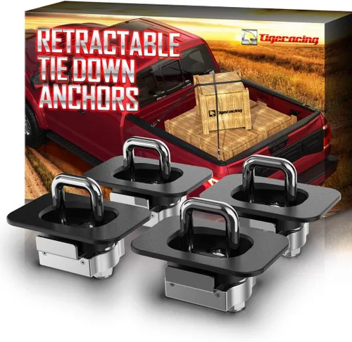 Miniatura 9 de Anclajes de amarre retráctiles para caja de camioneta, anillo en D lateral superior de metal compatible con Ram 1500 2500 3500 1995-2018,
