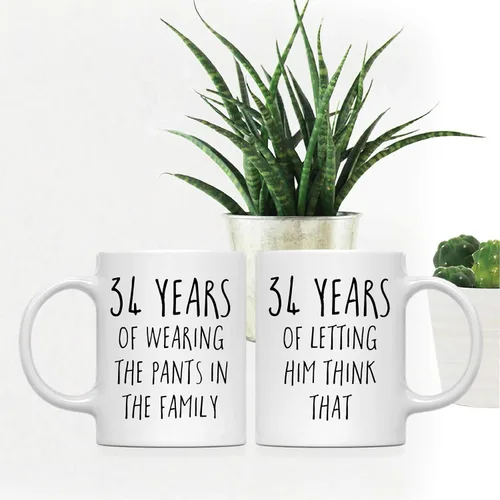Miniatura 2 de Andaz Press Divertida taza de café de 11 onzas para parejas, regalo de broma para el primer aniversario de boda, 1 año de usar los pantalones