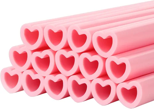 Jutom Paquete de 25 pajitas en forma de corazón de San Valentín de 9.8 pulgadas reutilizables de silicona con 2 cepillos de limpieza para regalos de