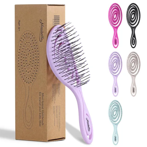 Miniatura 22 de Ninabella Cepillo desenredante para cabello para mujeres y hombres, no tira, cepillos alisadores para cabello liso y rizado, cepillo único en Crema