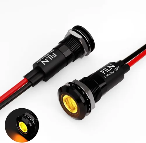 Miniatura 19 de 2 piezas de 12 mm (1/2") Luz indicadora LED blanca, lámpara de señal impermeable de metal, 5 V, 12 V, 24 V, IP67, luz de tablero para piloto