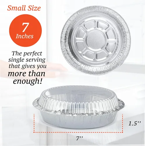 Miniatura 2 de Paquete de 55 sartenes redondas de aluminio de 7 pulgadas con tapas, sartenes de papel de aluminio con tapas transparentes, sartenes redondas aptas