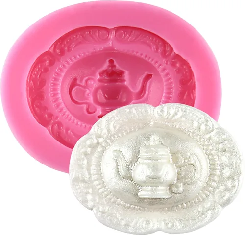 Molde de silicona de camafeo de tetera vintage, decoración de pastel de fondant, decoración de cupcakes, joyería de resina, arcilla polimérica 763