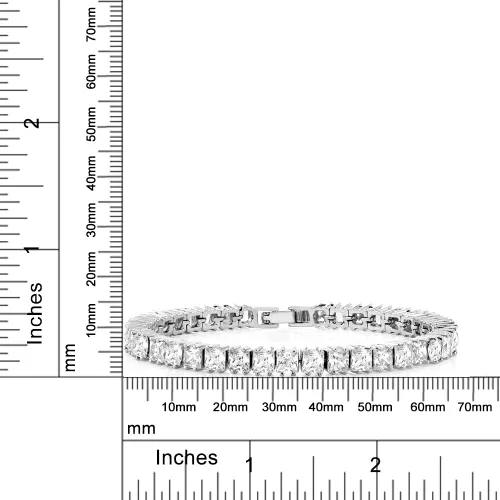 Miniatura 3 de Gem Stone King Pulsera de tenis clásica de circonita cúbica de corte princesa para mujer