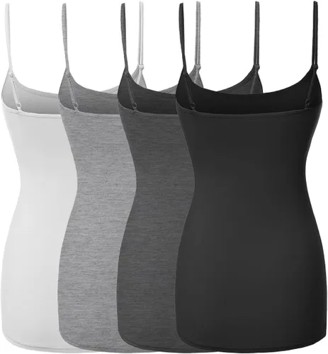 Miniatura 2 de Made by Emma Camiseta básica de tirantes delgados ajustables para mujer (4 unidades)
