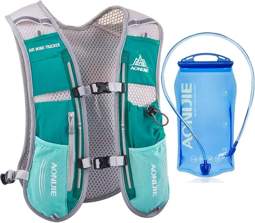 Miniatura 15 de AONIJIE Hydration Vest Pack Backpack 5L 5.5L Marathoner Running Vest Race Hydration for Women and Men Trail Run Hiking Jogging Rosa rojo +1.5L