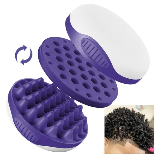 Miniatura 12 de WTTORDE Cepillo de silicona con peine de púa, peine rizado para rizos afro, rizador de agujeros pequeños para hombres, mujeres, niños y niñas, gris