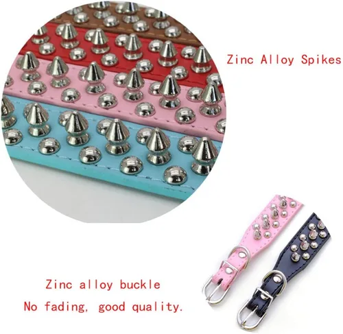 Miniatura 4 de Collar de perro con pinchos para perros pequeños, collares de cachorro macho con pinchos de cuero PU con remaches de hongos, collares tachonados