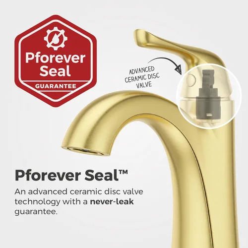 Miniatura 6 de Pfister Willa LF042MALBG - Grifo para lavabo de baño, control único, 1 mango, orificio único, certificado NSF, acabado dorado cepillado, LF042MALBG